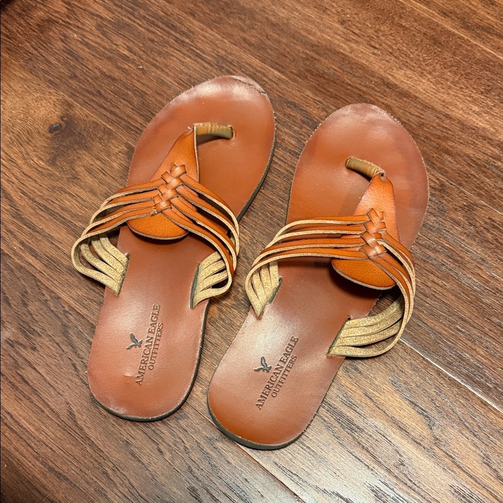 American Eagle Outfitters Women's Brown and Tan Sandals